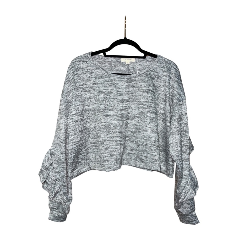 L.A Heart By Pacsun Heather Gray Crop Top W / Ruffle Sleeves - Size M